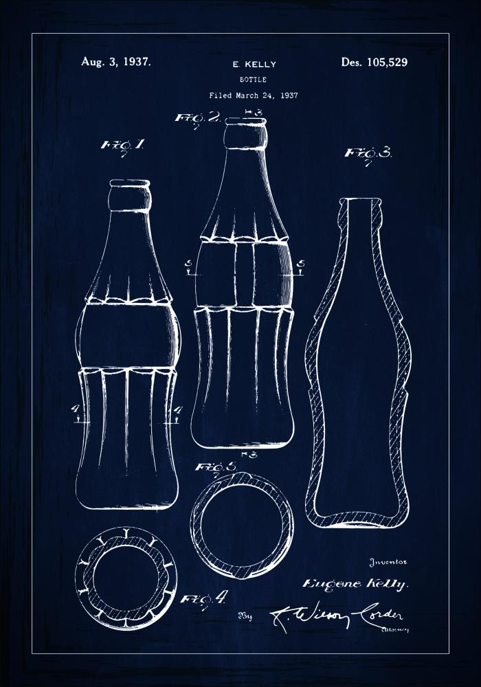 Patenta rasējums - Coca Cola - Zils Plakāts