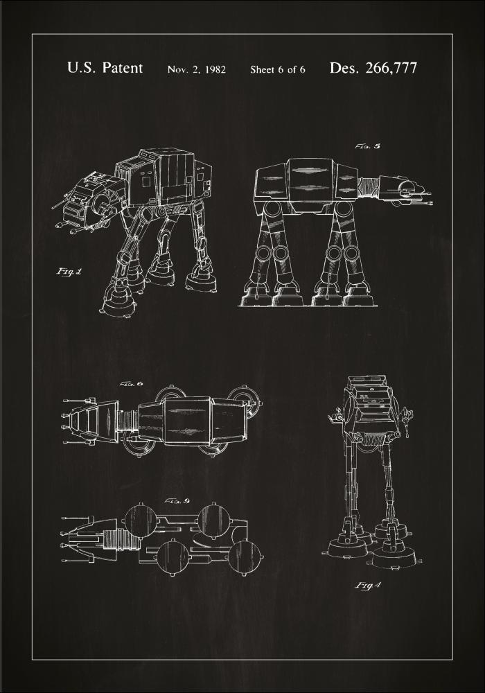 Patenta rasējums - Star Wars - Walker - Melns Plakāts