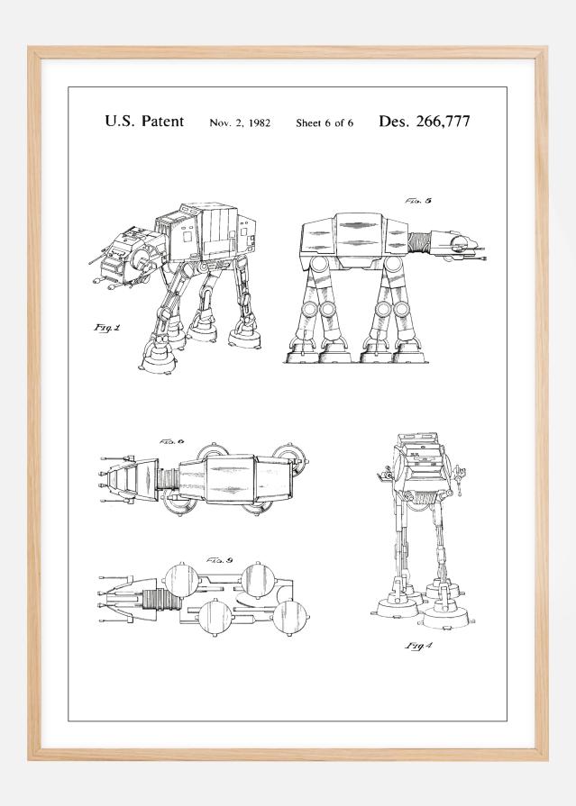 Patenta rasējums - Star Wars - Walker - Balts Plakāts