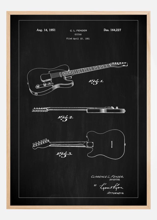 Patent Print - Guitar - Black Plakāts