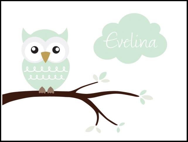 Owl Name Plakāts Light Green