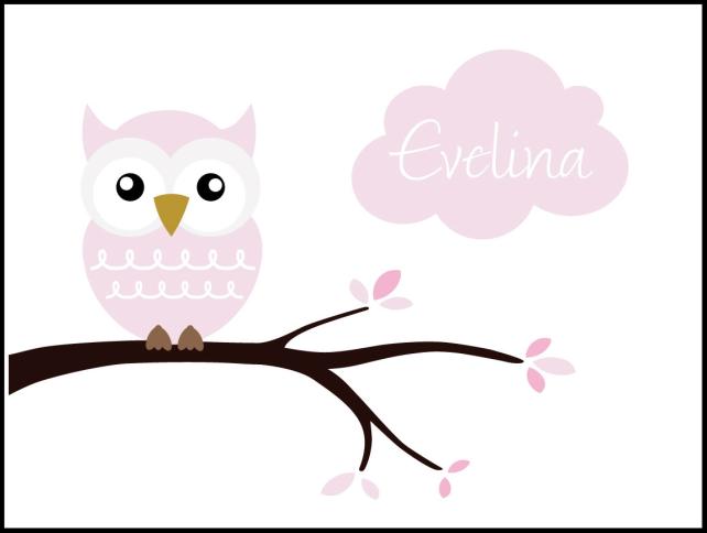 Owl Name Plakāts Pink