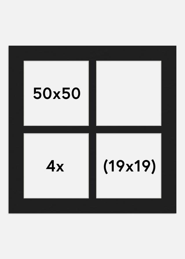 Paspartū Melns 50x50 cm - Kolāža 4 Bildes (19x19 cm)