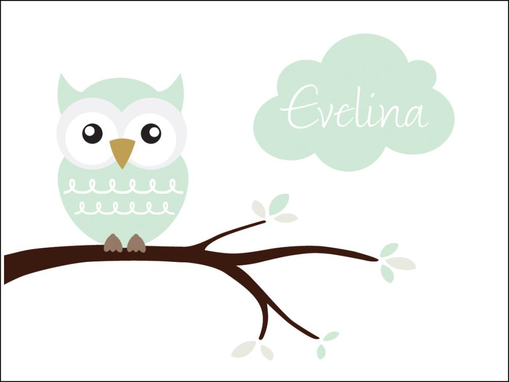 Owl Name Plakāts Light Green