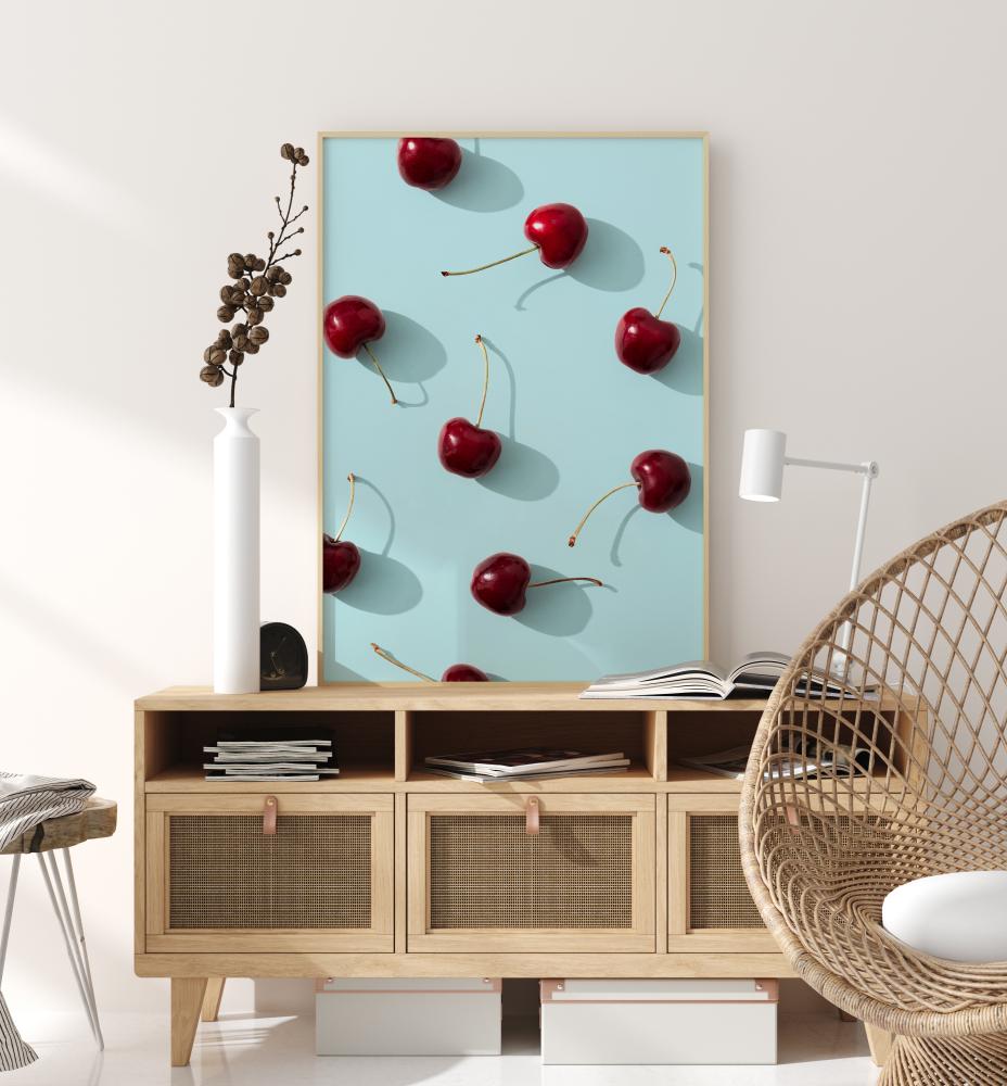 Cherries On Turquoise Plakāts