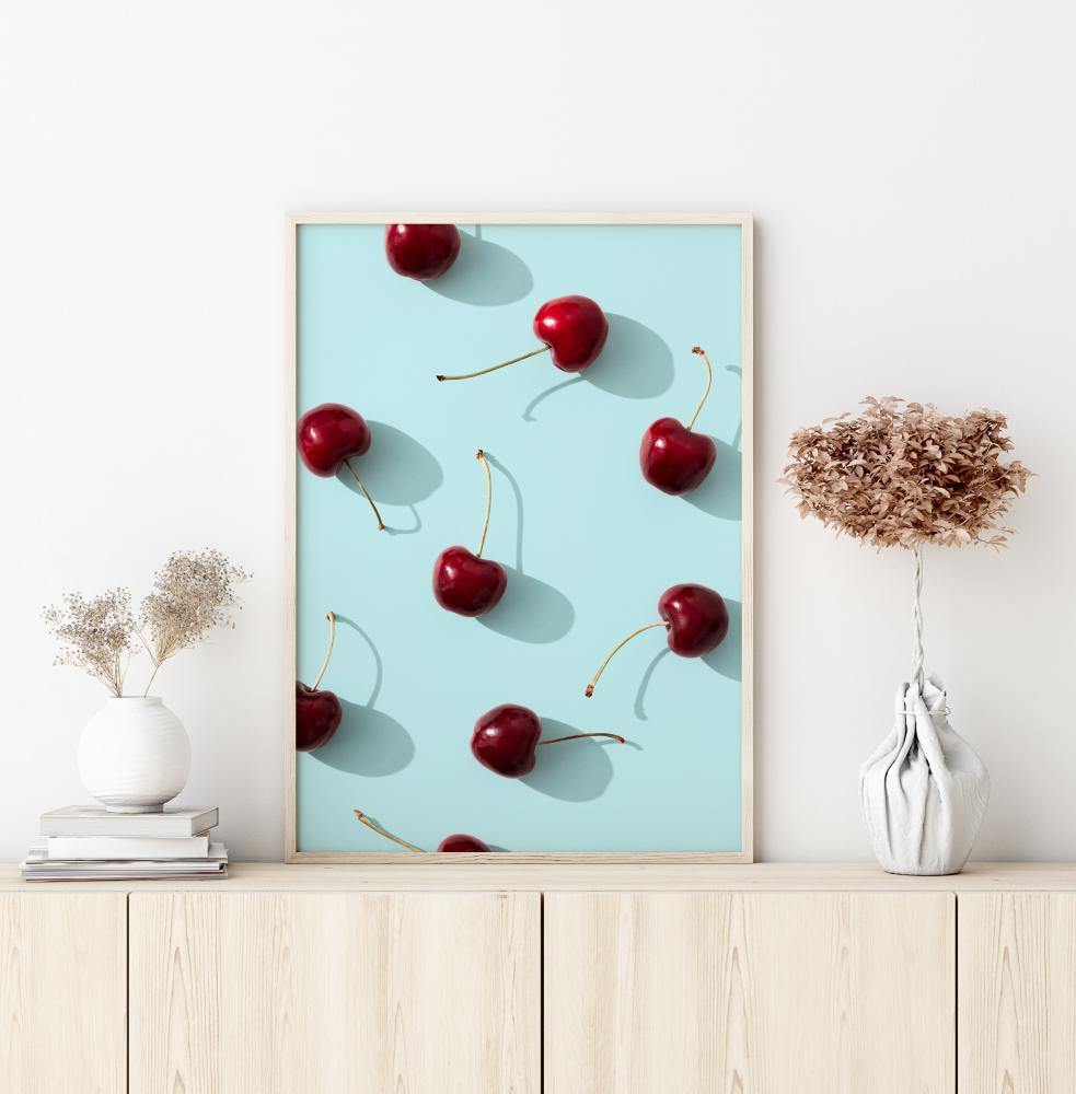 Cherries On Turquoise Plakāts