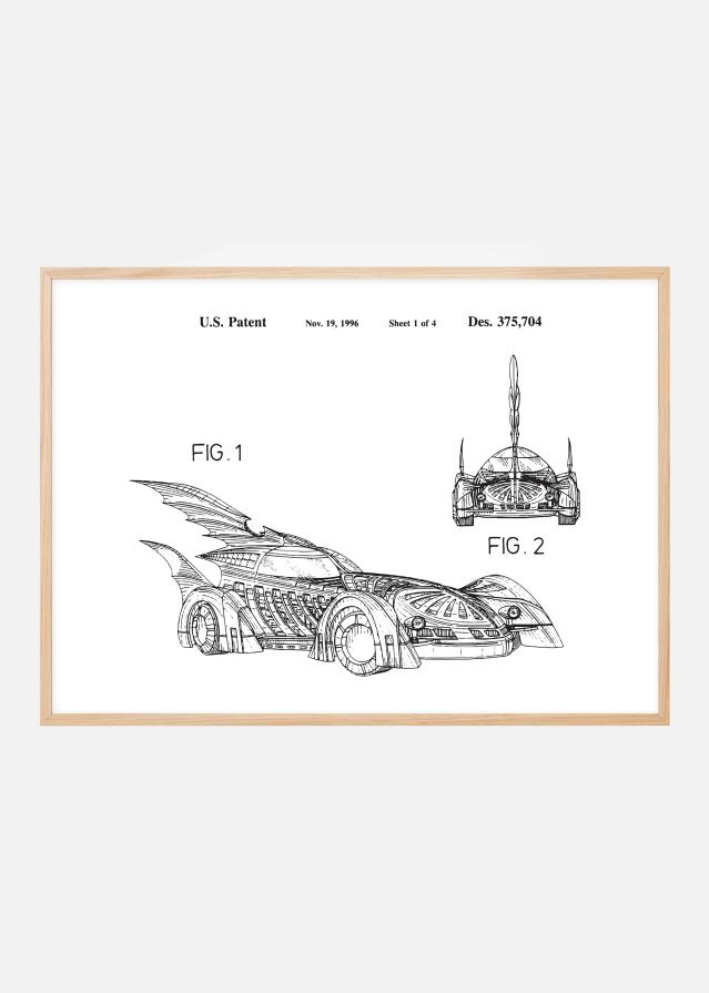 Patenta rasējums - Batman - Batmobile 1996 x Plakāts