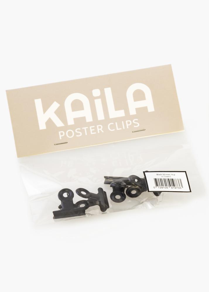 KAILA Plakāts Clip Black 20 mm - 4-gab