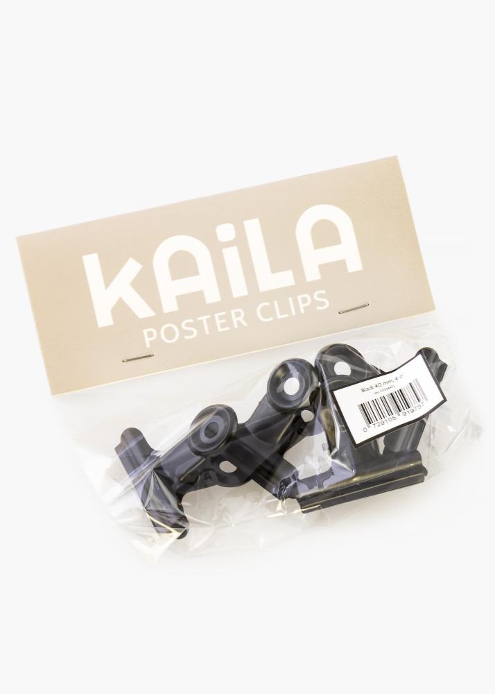 KAILA Plakāts Clip Black 40 mm - 4-gab