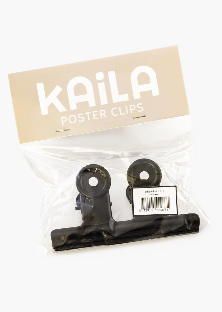 KAILA Plakāts Clip Black 65 mm - 2-gab