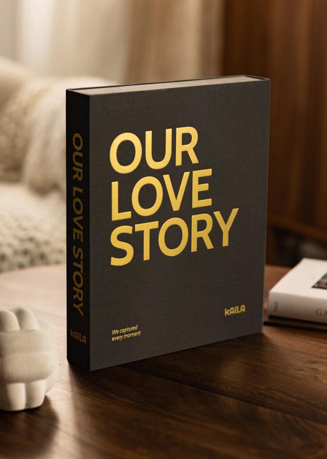 KAILA OUR LOVE STORY Black - Coffee Table Photo Album (60 Melni lapas)