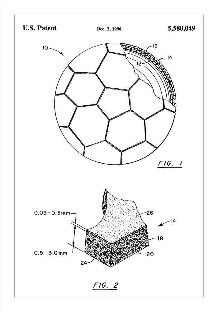 Patent Print - Football - White Plakāts