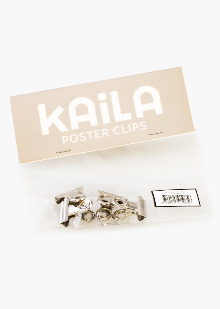 KAILA Plakāts Clip Sudrabs 20 mm - 4-gab