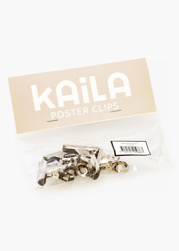 KAILA Plakāts Clip Sudrabs 30 mm - 4-gab