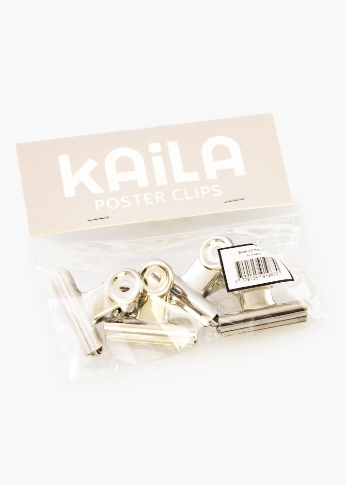 KAILA Plakāts Clip Sudrabs 40 mm - 4-gab