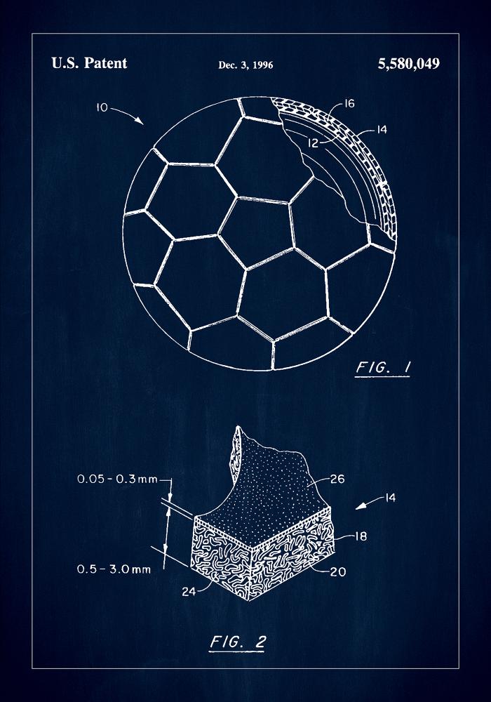 Patent Print - Football - Blue Plakāts