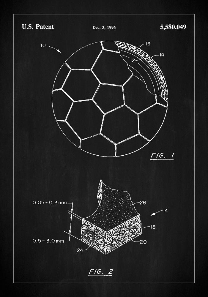 Patent Print - Football - Black Plakāts