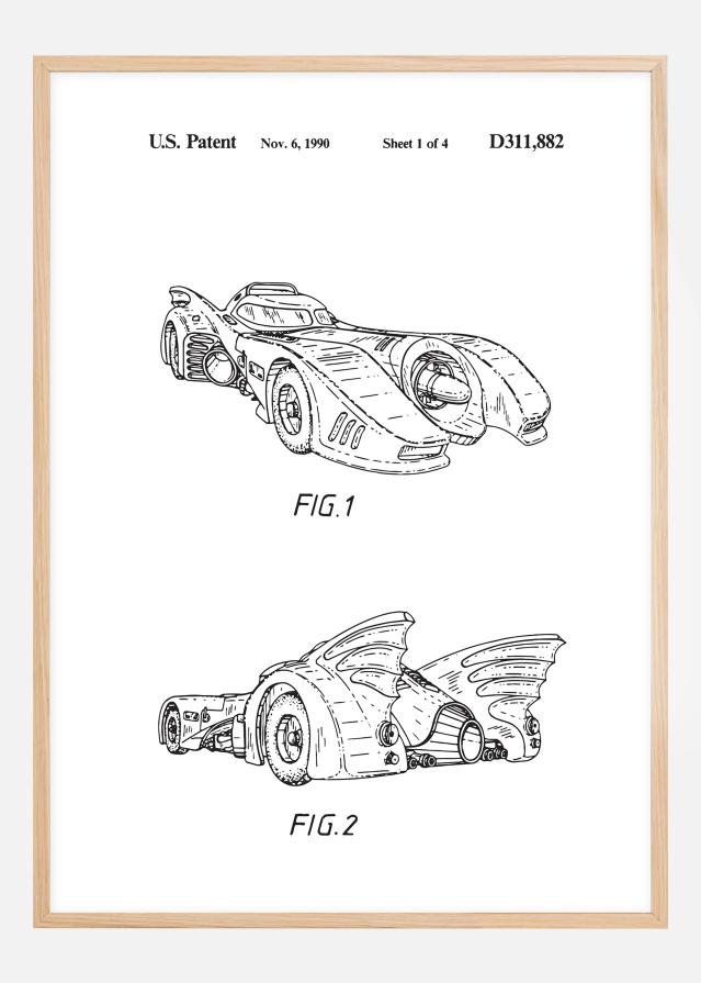 Patenta rasējums - Batman - Batmobile 1990 x Plakāts