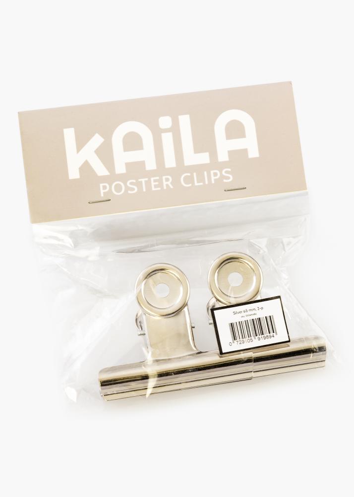 KAILA Plakāts Clip Sudrabs 65 mm - 2-gab