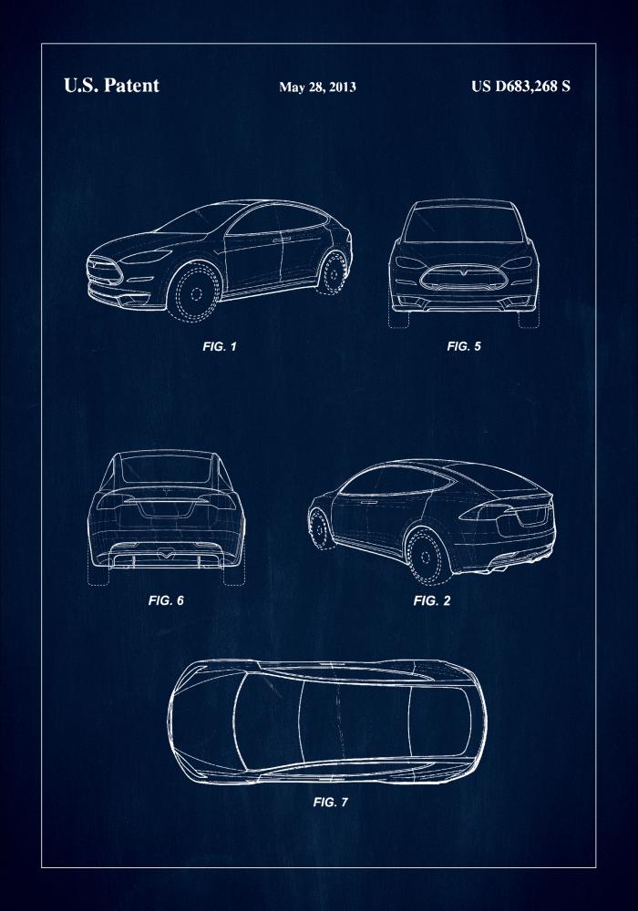 Patent Print - Tesla - Blue Plakāts