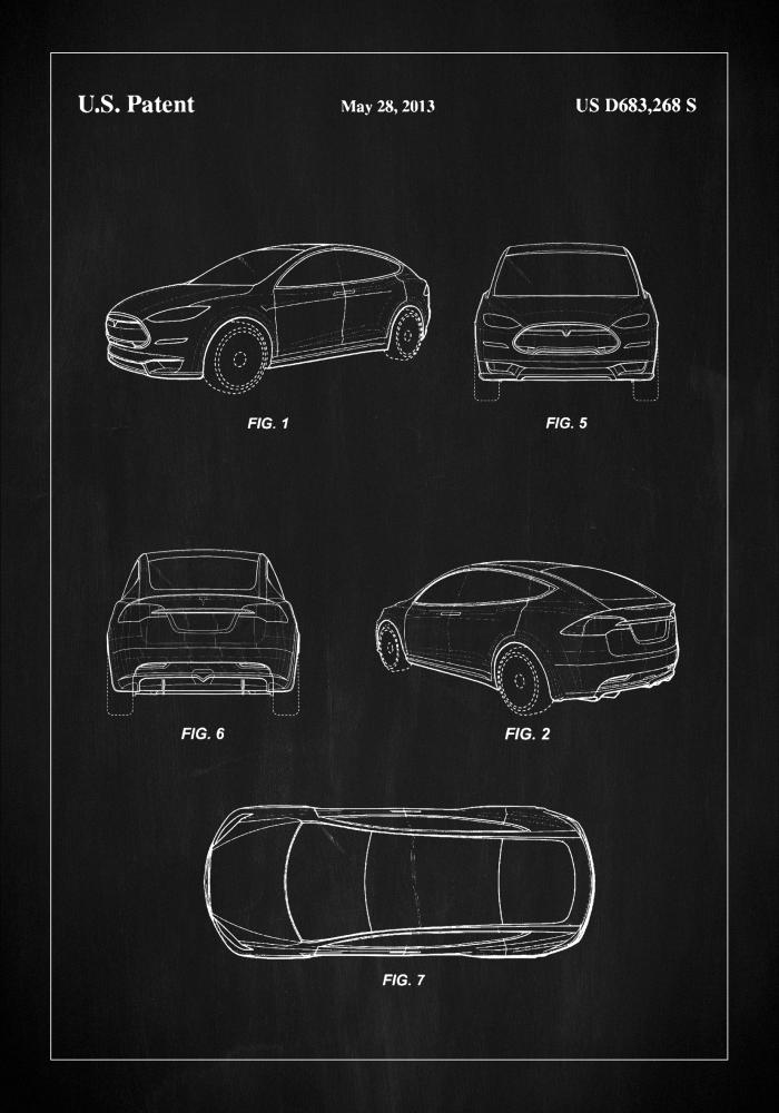 Patent Print - Tesla - Black Plakāts