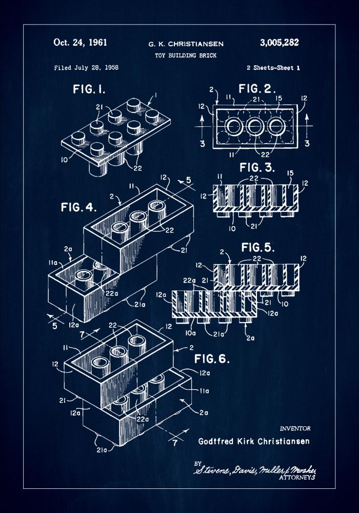 Patent Print - Lego Block I - Blue Plakāts