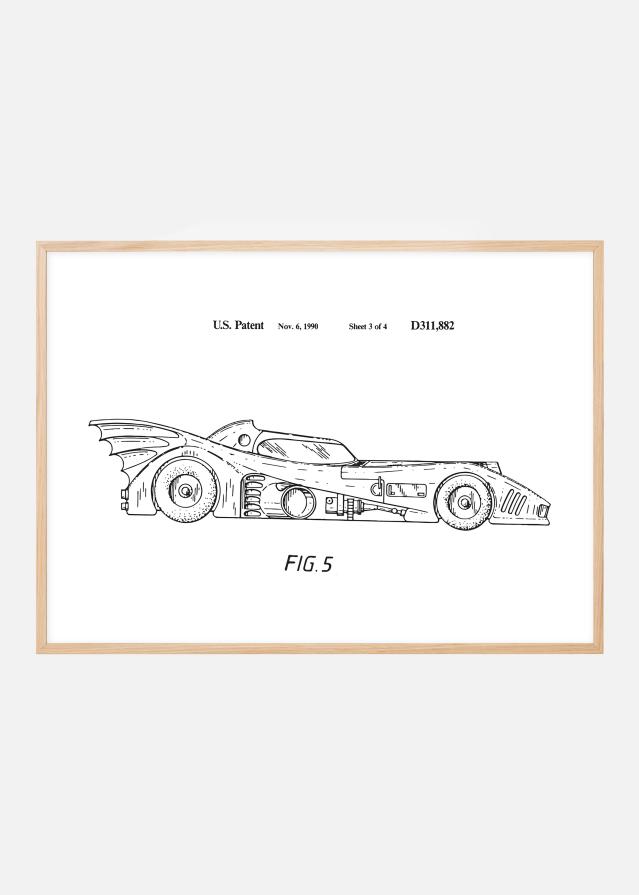 Patenta rasējums - Batman - Batmobile 1990 III Plakāts