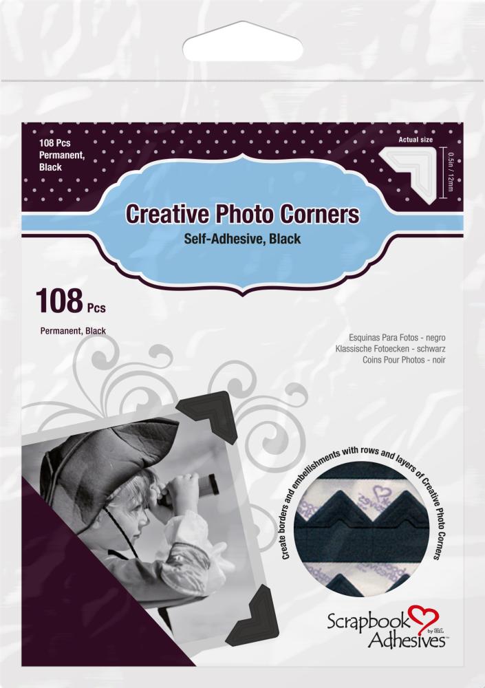 3L Creative Photo Corners Melns - 108 gab