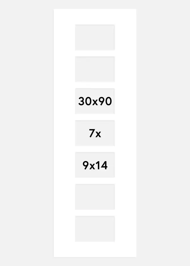 Paspartū Balts 30x90 cm - Kolāža 7 Bildes (9x14 cm)