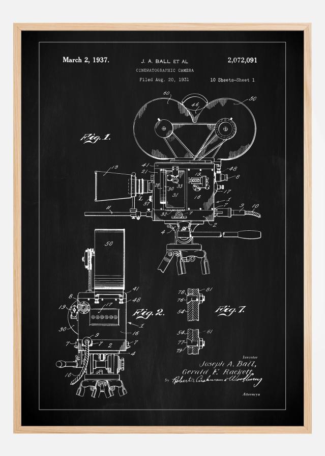 Patent Print - Cinematic Camera - Black Plakāts