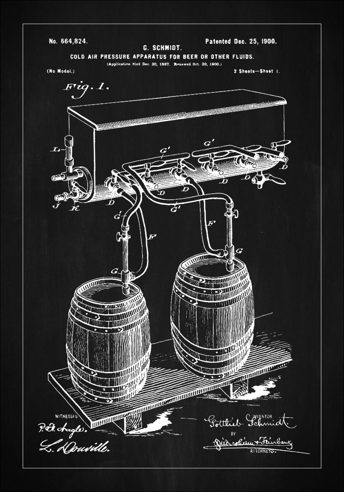 Patent Print - Beer Kegs - Black Plakāts