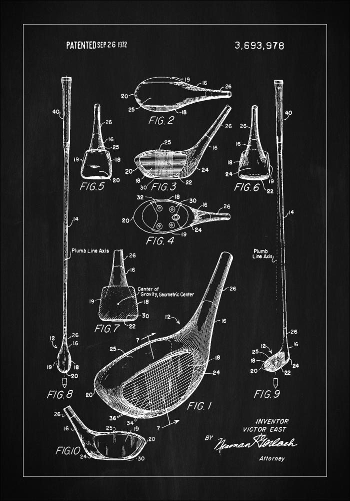 Patent Print - Golf Club - Black Plakāts