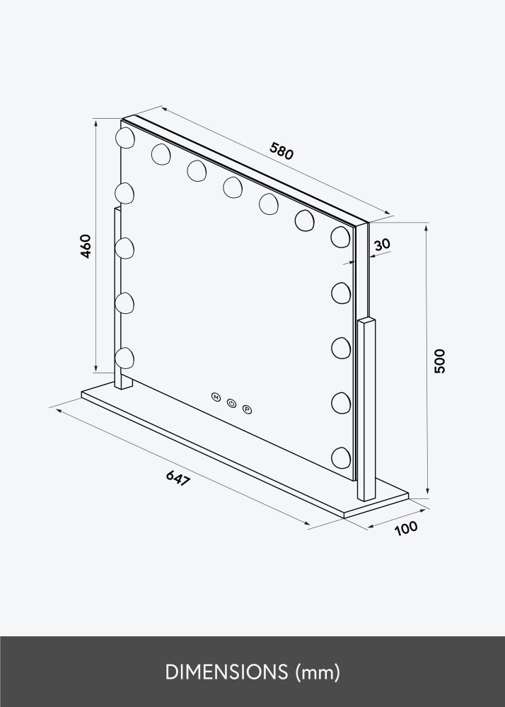 KAILA Kosmētikas spogulis Soft Corner LED Melns 60x52 cm