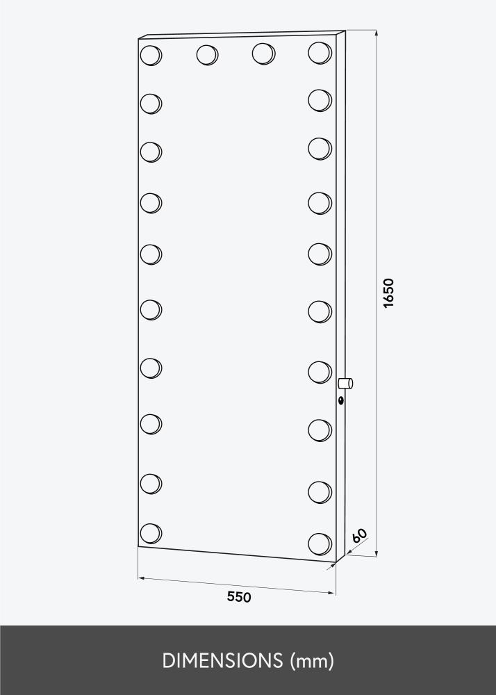 KAILA Spogulis priede LED Melns 55x165 cm