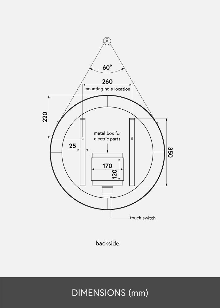 KAILA Spogulis Belt LED Zelta 60 cm Ø