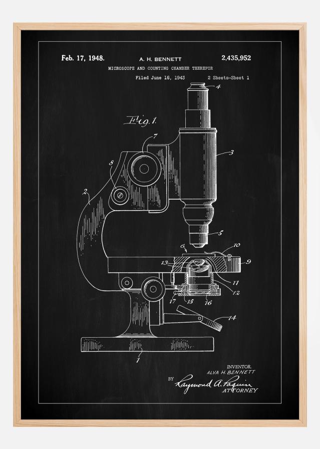 Patent Print - Microscope - Black Plakāts