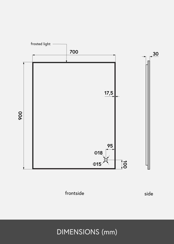 KAILA Spogulis Corners II LED 70x90 cm