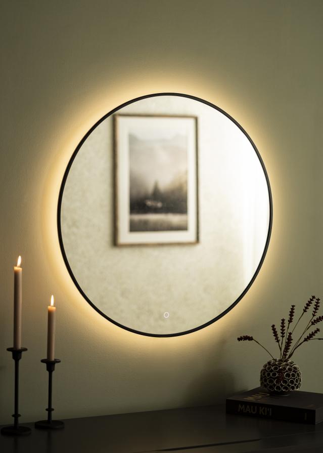 KAILA Spogulis Circle LED Melns 80 cm Ø