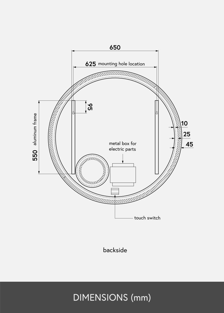 KAILA Spogulis Circular Magnifying LED 100 cm Ø