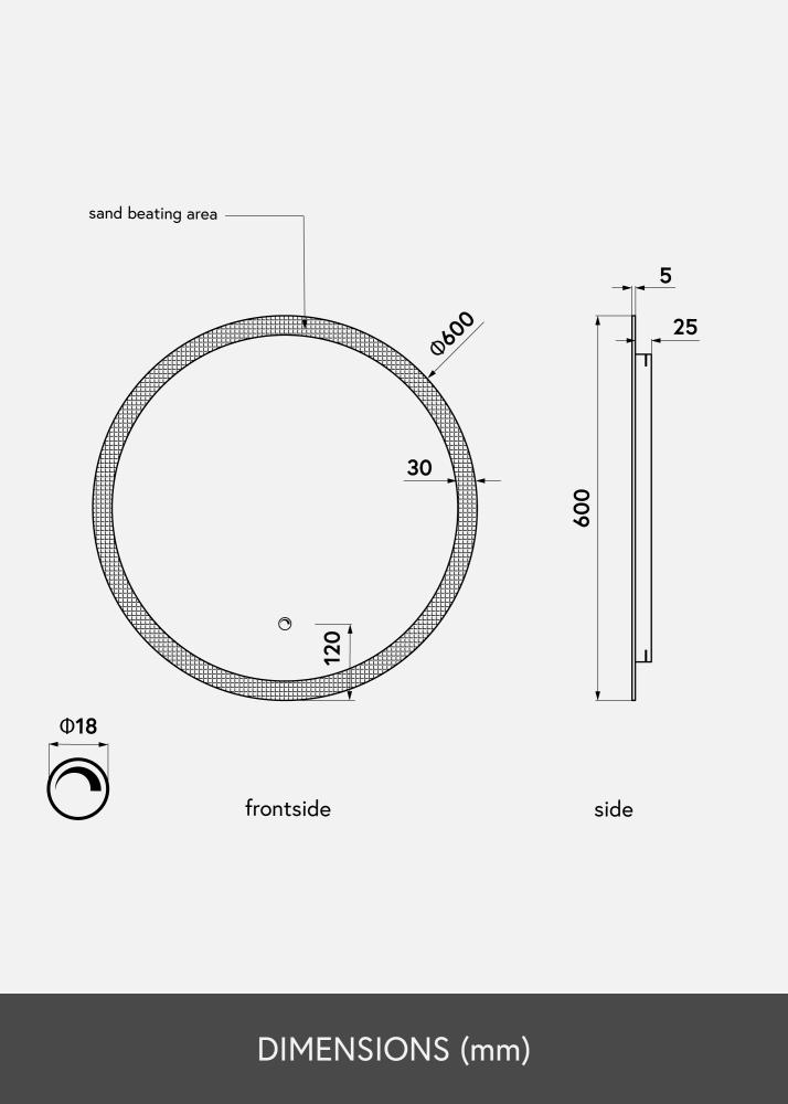 KAILA Spogulis Circular LED 60 cm Ø