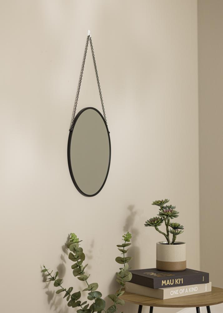 Apaļš Spogulis Modern Melns 40 cm Ø