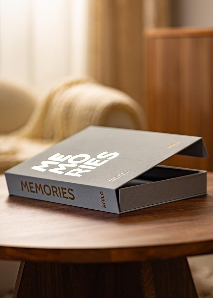 KAILA MEMORIES Grey - Coffee Table Photo Album (60 Melni Lappuses / 30 loksnes)