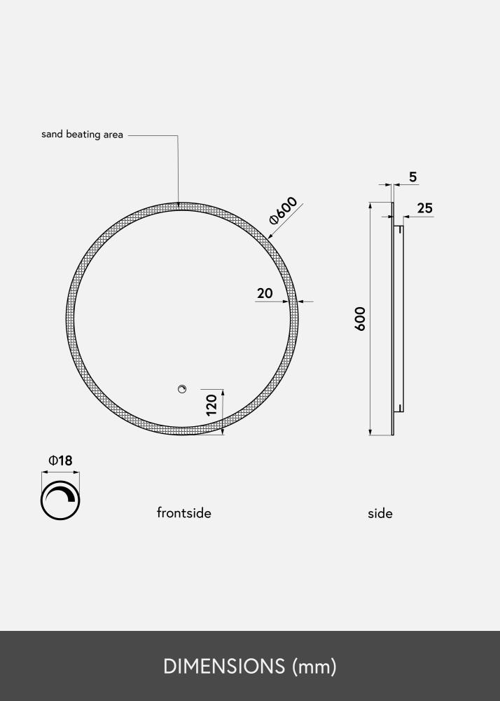 KAILA Spogulis Frost LED 60 cm Ø