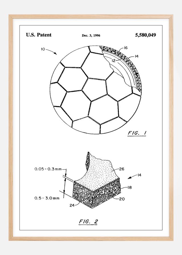 Patent Print - Football - White Plakāts