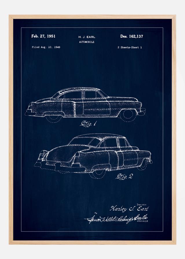 Patenta rasējums - Cadillac x - Zils Plakāts