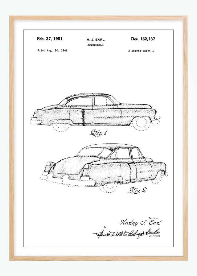 Patenta rasējums - Cadillac x Plakāts