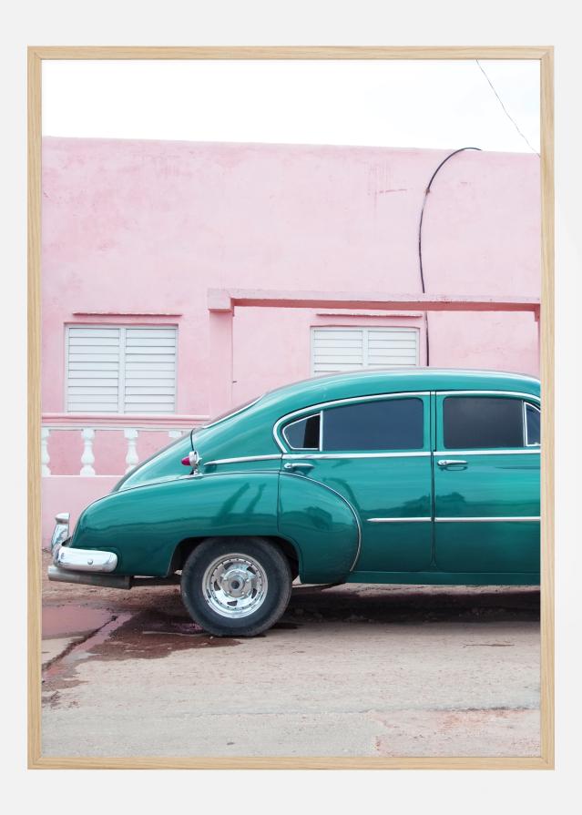 Blue Car At Pink Wall Plakāts