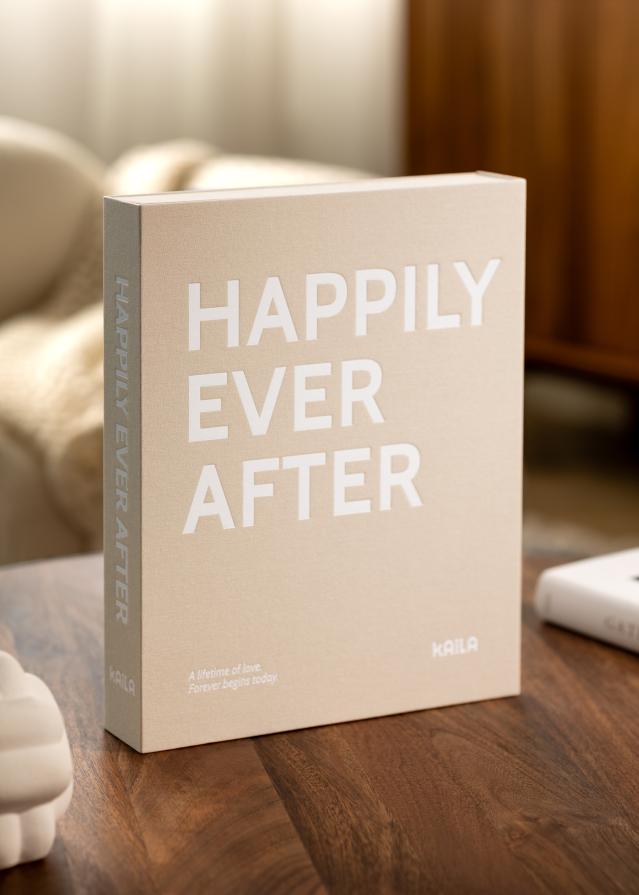 KAILA HAPPILY EVER AFTER Creme - Coffee Table Photo Album (60 Melni lapas)