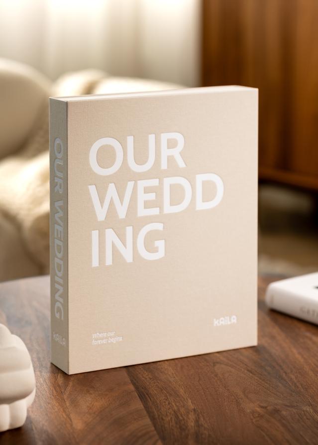 KAILA OUR WEDDING Creme - Coffee Table Photo Album (60 Melni Lappuses)