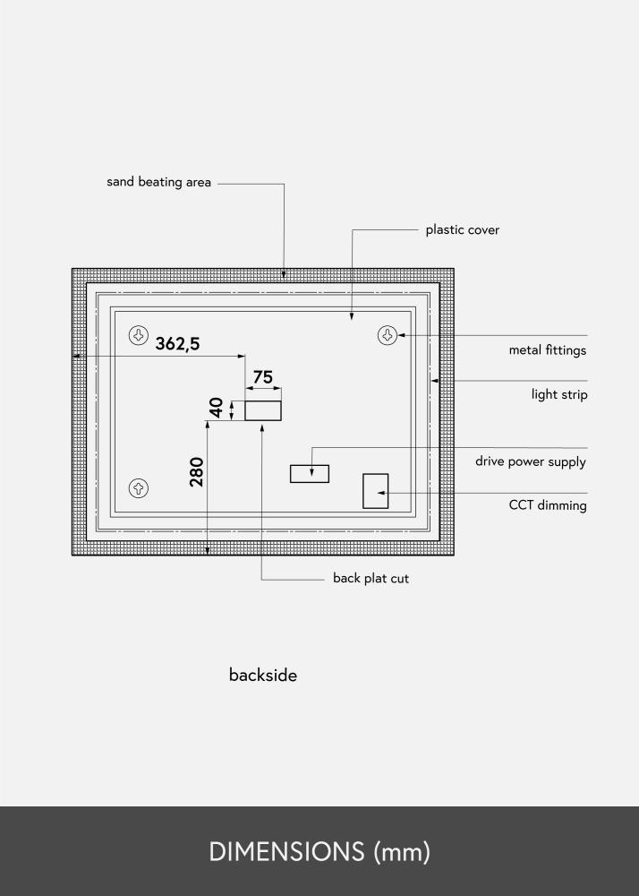 KAILA Spogulis Rectangle II LED 60x80 cm